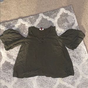 Green off the shoulder top